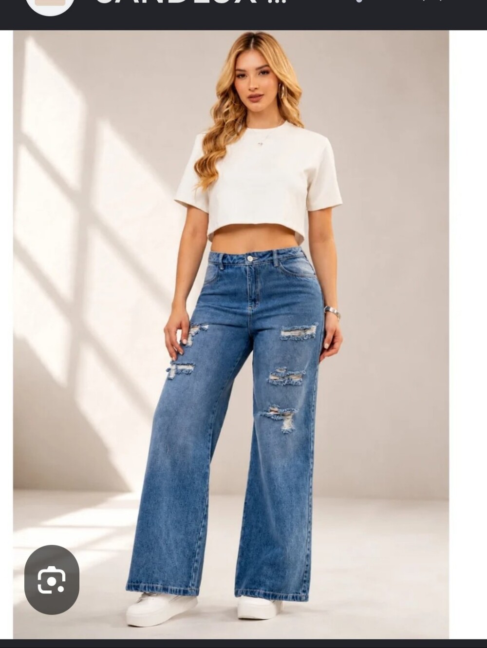 BCBGeneration Distressed Wide-Leg Jeans - Blue